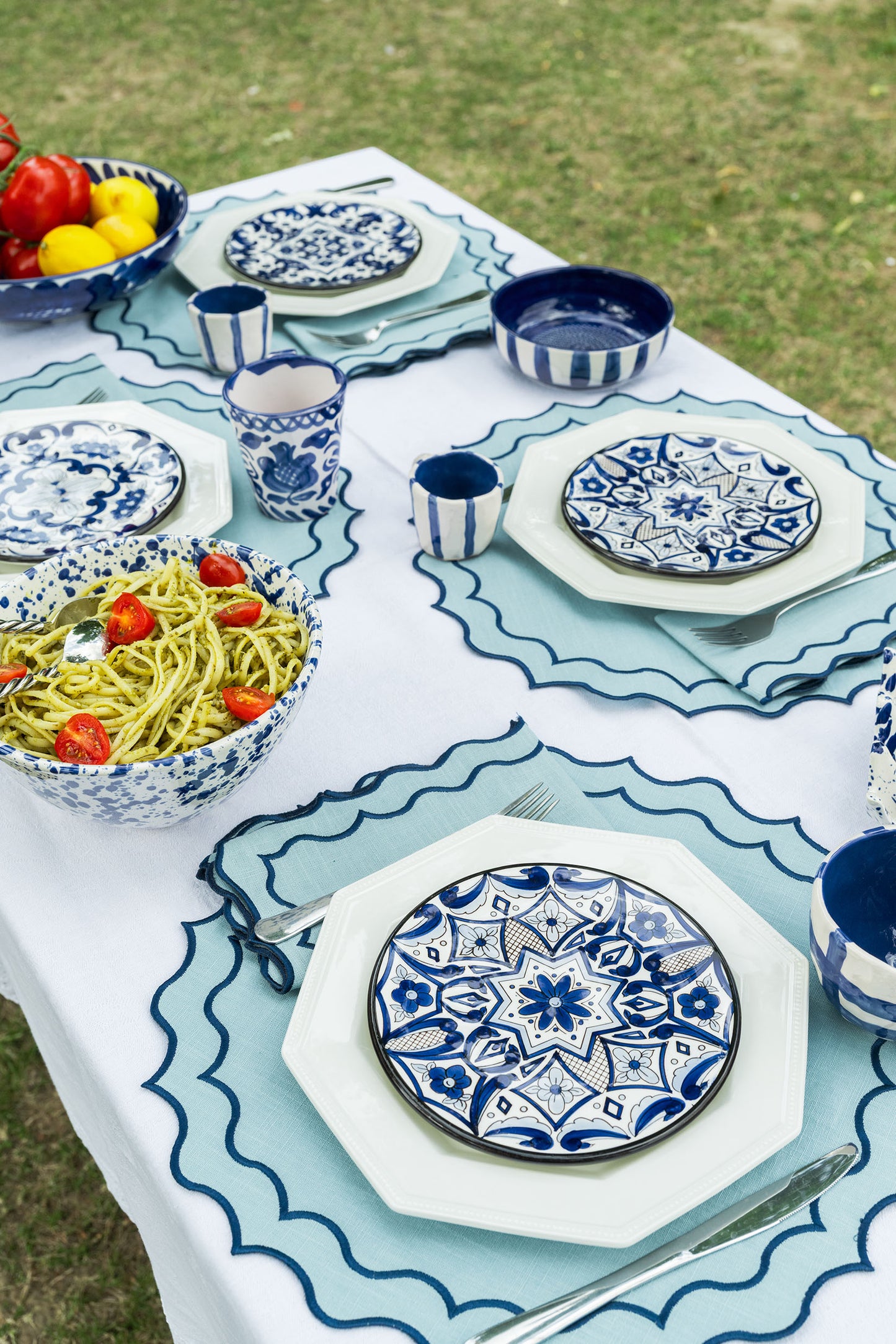 Sets de table ronds bleus NONNA x2