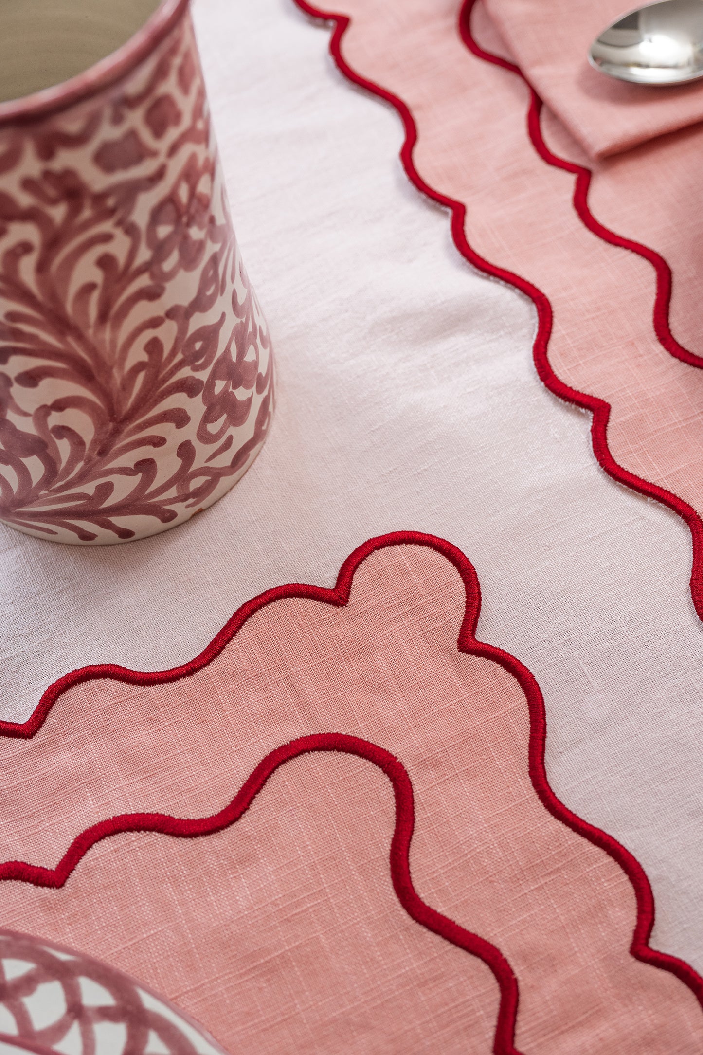 Sets de table rectangulaires roses NONNA x2