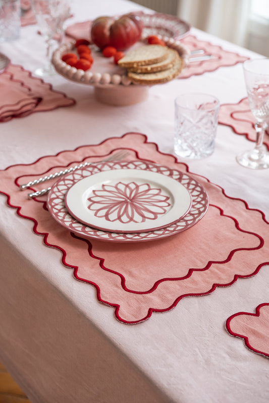 Sets de table rectangulaires roses NONNA x2