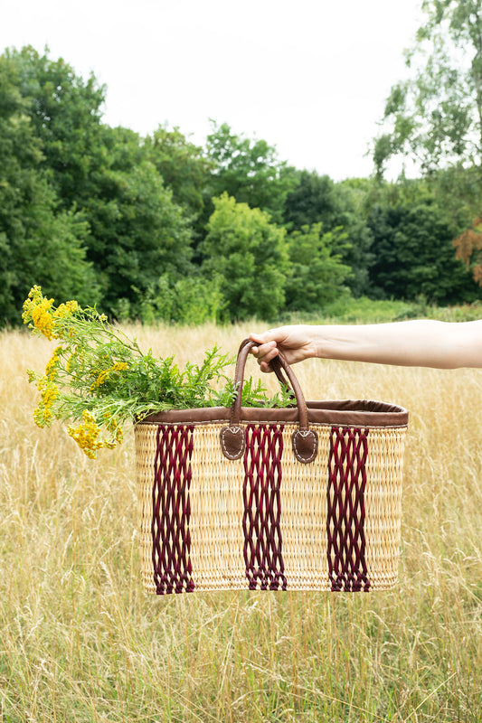 Panier rayé Bordeaux