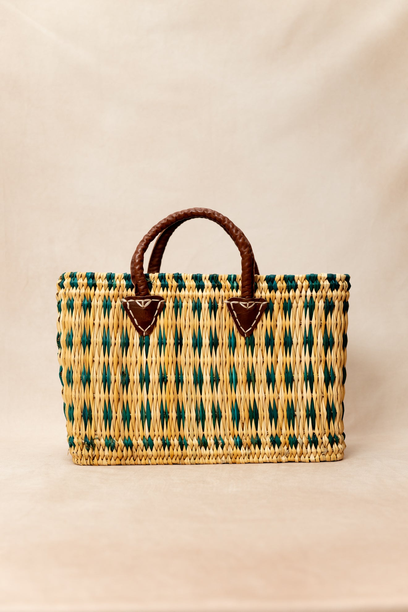 Green checkered basket