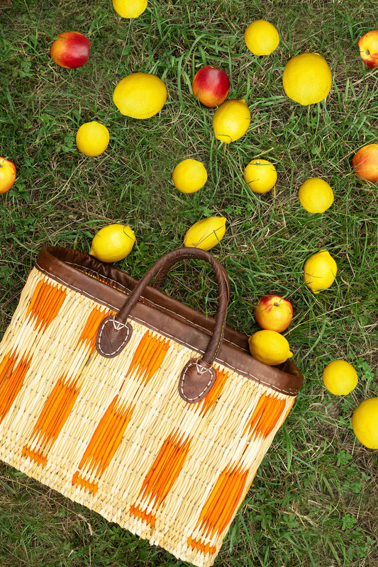 Panier rayé orange